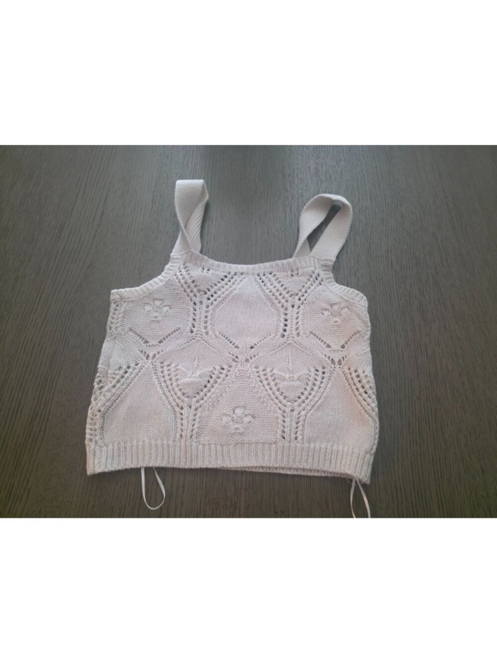 Pink Rose 2 Piece Embroidered Cardigan Open Knit Sweater Tank Set S EUC - Picture 9 of 13